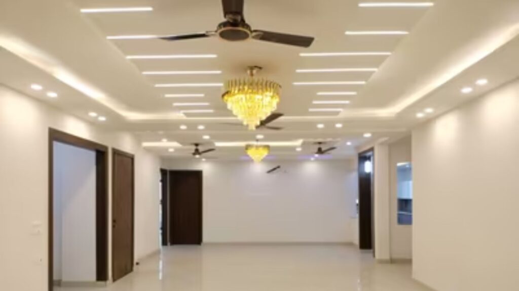 Modern living room with ceiling lights