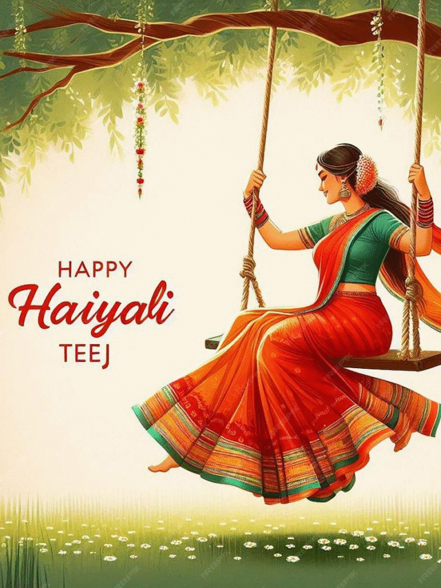 Woman on swing for Hariyali Teej