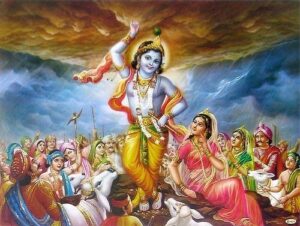 Lord Krishna dancing with devotees