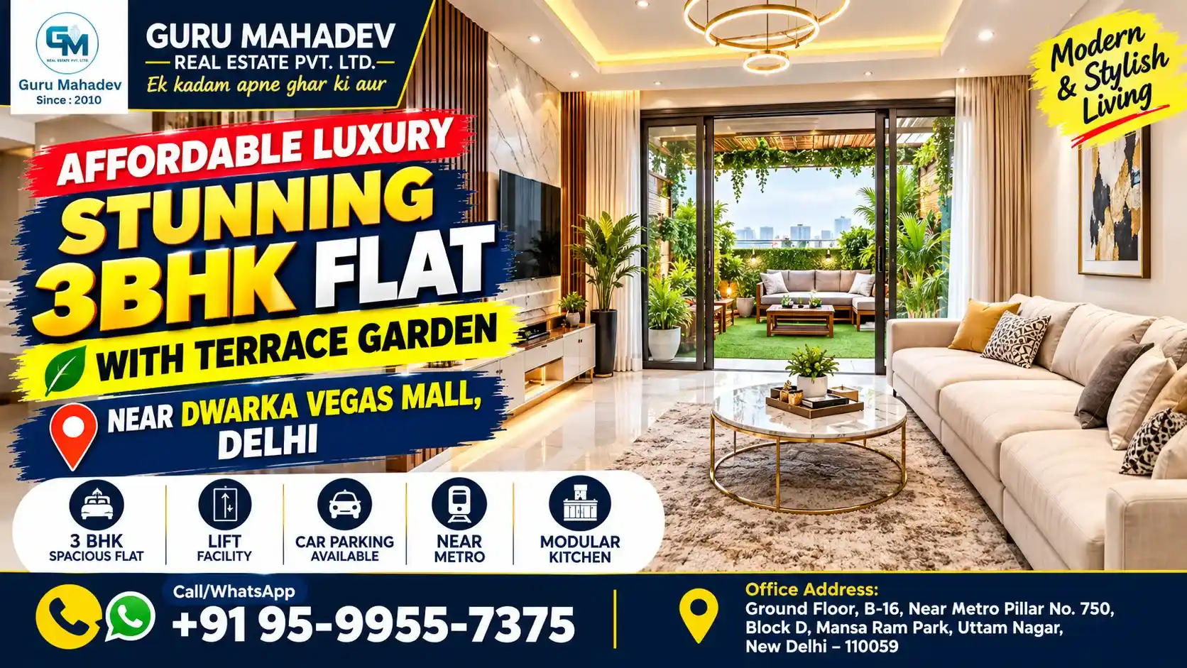 3BHK Flat with Terrace Garden