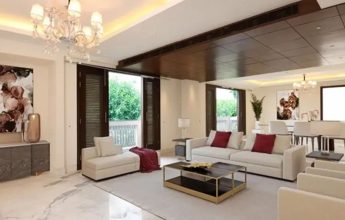 Elegant living room with chandelier