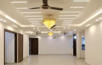 Modern living room with ceiling lights