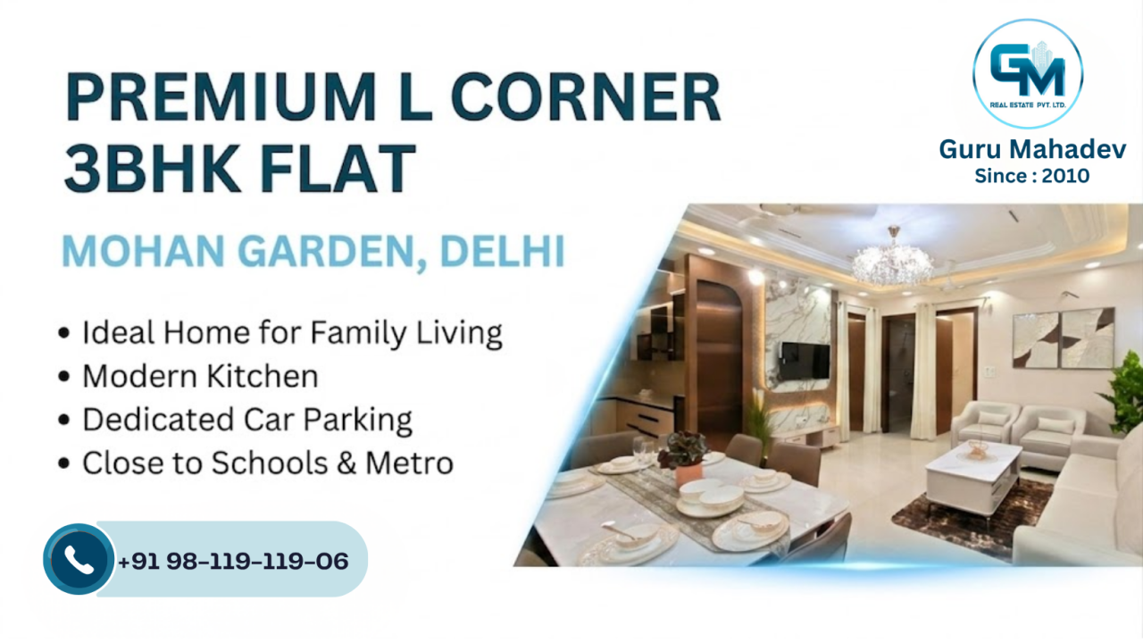 3BHK flat in Dwarka Mor area