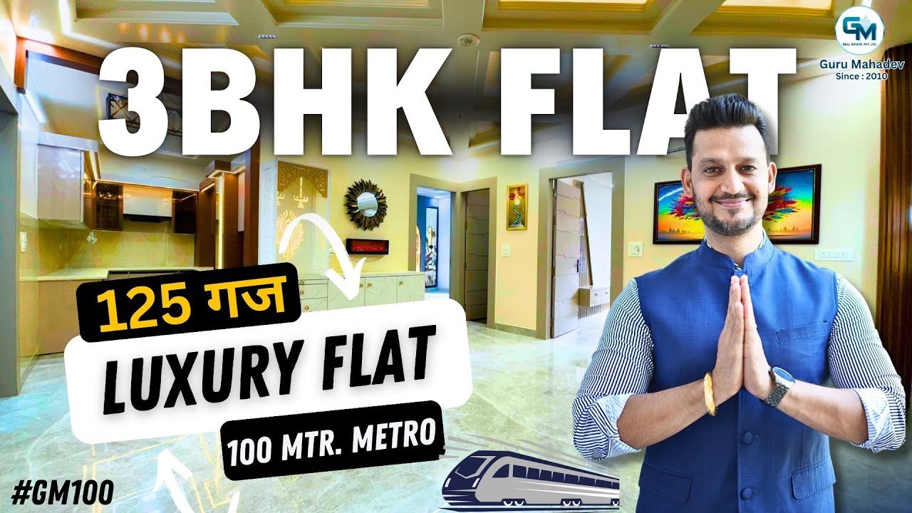 Modern 3 BHK luxury flat for sale in Dwarka with spacious interiors and premium finishes