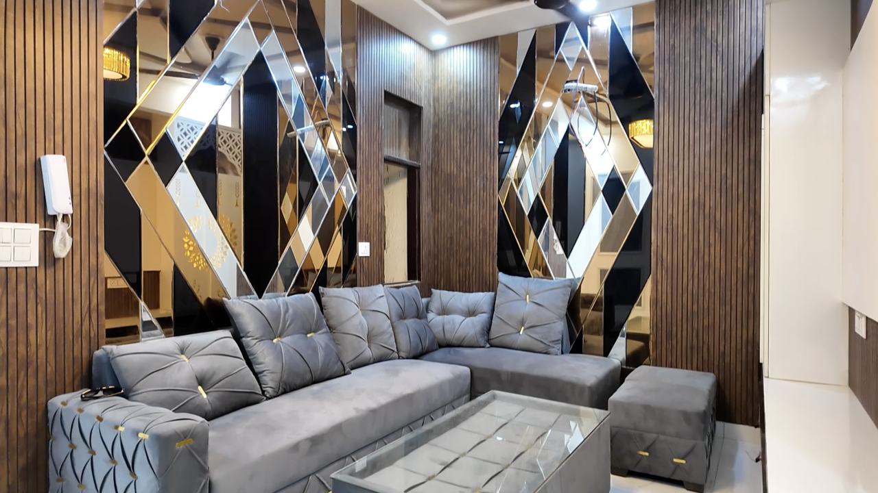 Modern comfortable sofa in living room