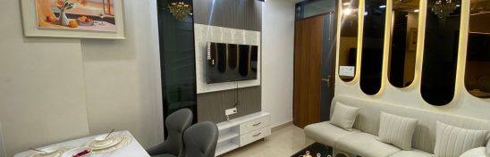 Compact modern living-dining space.