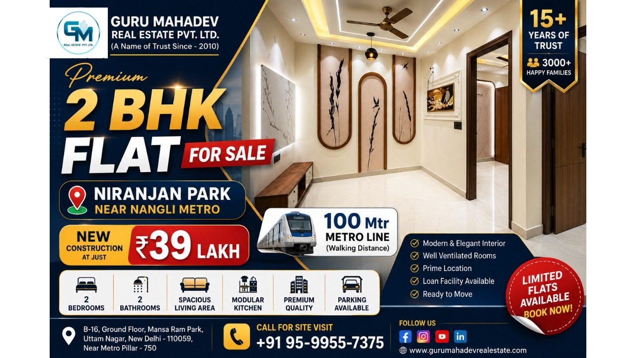 2 bhk flat near nangli metro station