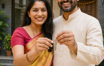 happy family with new house