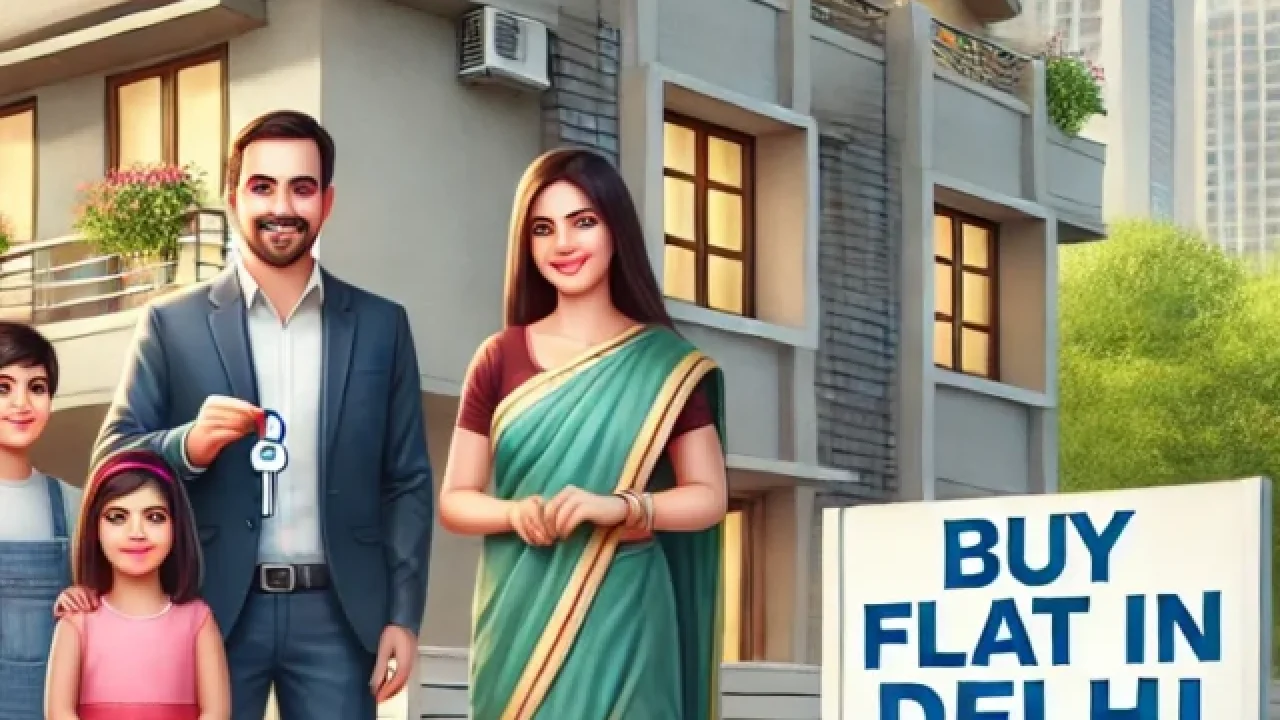 DALL·E 2025-03-26 11.44.29 - A realistic image of a happy Indian family standing in front of their newly purchased home in Delhi. The family consists of parents and children, smil
