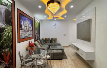 Modern living room with ceiling lights