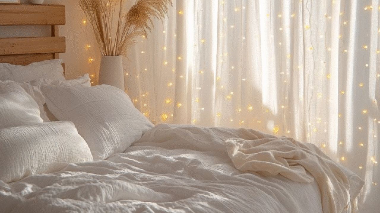 fairy lights or a soft bedside lamp