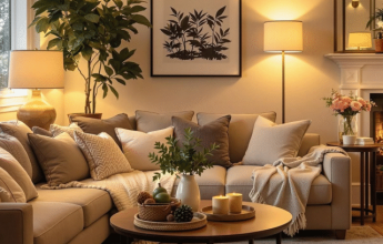 Modern Luxury Living Room with Warm Ambient Lighting