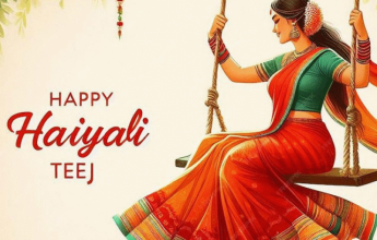 Woman on swing for Hariyali Teej