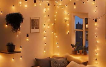 Cozy room with string lights