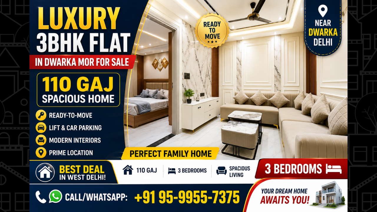 3 BHK flat in Dwarka Mor for sale