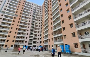 Construction site of multi-story apartment buildings
