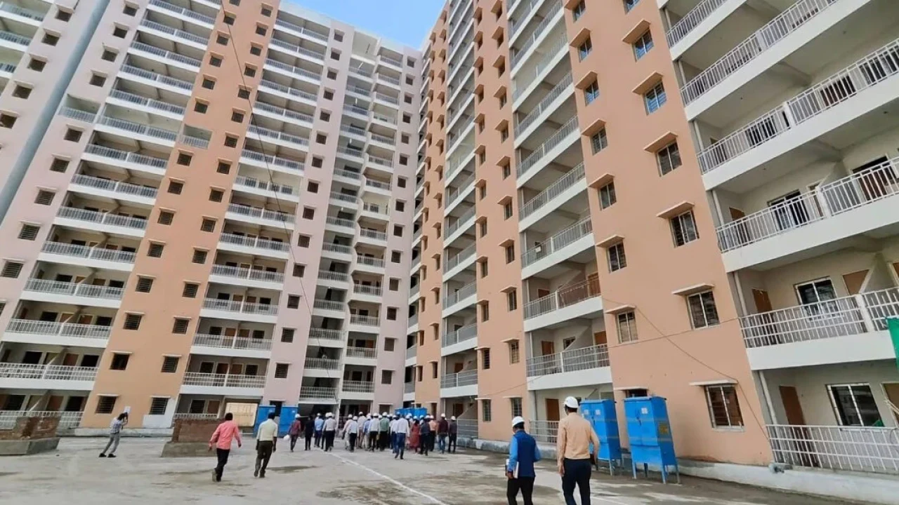 Construction site of multi-story apartment buildings